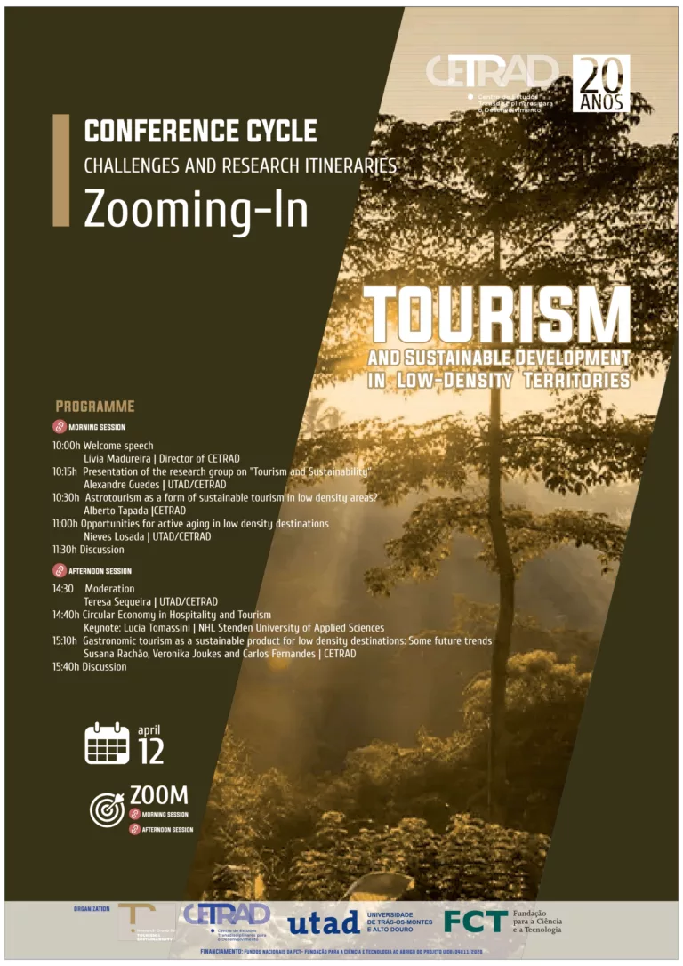 Zooming-In CETRAD | Tourism and Sustainable Development in Low-Density Territories | 12 April